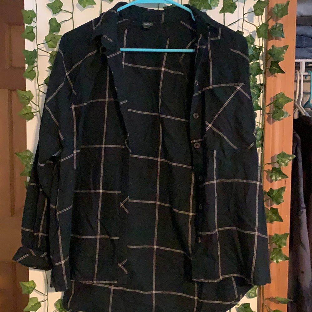 green plaid shirt